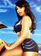 Ashanti posing in a bikini